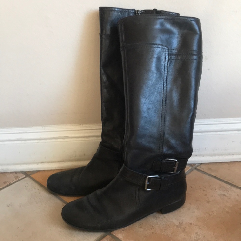 Nine West black leather boots size 9